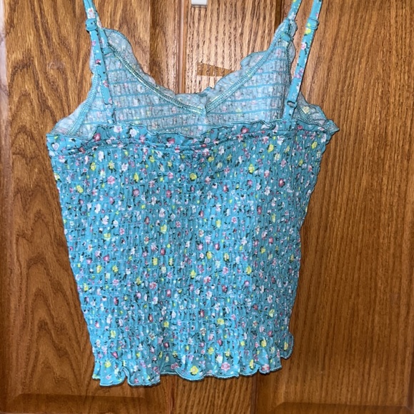 Teal ribbed spaghetti strap top - Picture 2 of 3